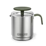 CAFELFFEポータブルマニュアルミルクフロザーカップステンレス製ハンドポンプフォームメーカー、ラテカプチーノコーヒーへの簡単な掃除、旅行での使用。