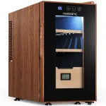 NEEDONE Electric Cigar Humidor 23L with Heating & Cooling Quiet Control Thermostatic Cooler Cabinet for 150 Counts with Spanish Cedar Wood Shelves Drawer with Hygrometer Gift for Men