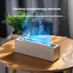 Vissko Desktop Aromatherapy Humidifier RGB 7 Colors Simulated Flame Aromatherapy Machine Humidifier USB Simulation Lamp Aromatherapy Purifier Bedroom Air Purifier