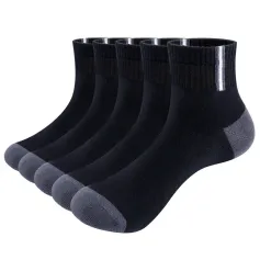 YUEDGE 5pcs Men Casual Sports Cotton Socks, Thickened Sweat-absorbent Breathable Short Socks