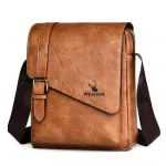 WEIXIER Men's Business Shoulder Bag Large Capacity, Waterproof Messenger Crossbody Bag, Casual Fashion PU Leather Backpacks Bag