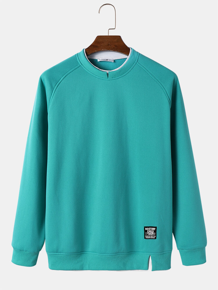 ChArmkpR Mens Contrast Patchwork Crew Neck Casual Loose Pullover Sweatshirts