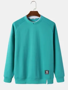 ChArmkpR Mens Contrast Patchwork Crew Neck Casual Loose Pullover Sweatshirts
