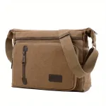 Vintage Canvas Crossbody Bag for Men Adjustable Strap Large Capacity Multi-Layer Zipper Messenger Bags for Outdoor Sports Travel