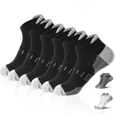 6 Pairs Mens Athletic Ankle Socks Running Cycling Sport Socks Moisture Wicking Cushion High Elastic Short Socks Comfy Breathable Casual Socks