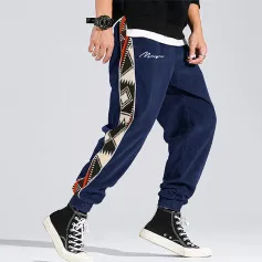 ChArmkpR Pantalones para hombre Lateral Tribal Print Sketches Letra hasta el tobillo Cintura elástica Pantalón para hombre