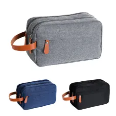 Men's Portable Travel Toiletry Bag Large Capacity Double Layered Storage Cosmetic Organizer for Gym Sports Use