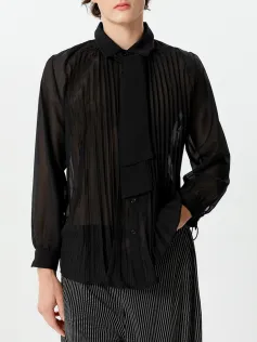 INCERUN Mens Shirt Fashion Black See Through Shirts Long Sleeve Lace Up Bow Knot Black Tops Summer Men Clothing