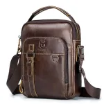 BULLCAPTAIN Genuine Leather Men's Shoulder Bag Small Handbag Fashion Crossbody Bag for Men Daily Casual Travel Messenger Bag for 7.9inch Ipad