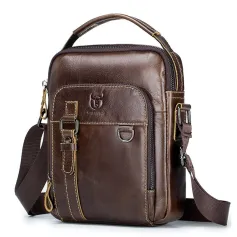 BULLCAPTAIN Genuine Leather Men's Shoulder Bag Small Handbag Fashion Crossbody Bag for Men Daily Casual Travel Messenger Bag for 7.9inch Ipad