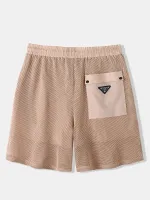 Mens Mesh Flap Pocket Casual Drawstring Waist Shorts