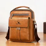 WEIXIER PU Leather Men's Messenger Bag Trend Retro Business Men's Shoulder Bag Waterproof Carry-on Bag Crossbody Bag Men's Backpack