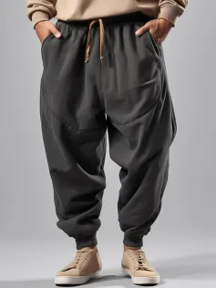 ChArmkpR Mens Loose Drawstring Waist Sweatpants With Pocket Solid Casual Pants