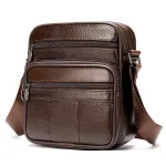 Ekphero Men's Genuine Leather Shoulder Bag Bussiness Casual Messenger Bag Multiple Pocket Capacity Crossbody Bag