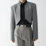 INCERUN Mens Blazer Simple Fashion Design Cut Off Suits Coats Solid Color Long Sleeve Blazer Casual Male Clothing Top