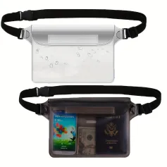 Outdoor Waterproof Transparent PVC Screen Touch Phone Waist Bag with Adjustable Strap Valuables Dry for Diving Surfing Swimming Kayaking Boating