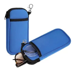 Portable Soft Zipper Glasses Bag with Buckle Lightweight Double Pockets Case can Store Mobile Phones, Headphones, Bank Cards Mini Storage Bag