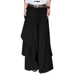INCERUN Mens Pant Irregular Splicing Solid Color Men Pant Skirt Fashion Solid Color Streetwear Male Trousers