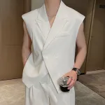 INCERUN Men Waistcoats Solid Color Sleeveless Vest Coat Fashion Design Button Mens Suits Party Casual Male Clothing Top