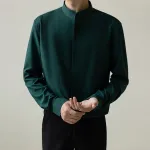 INCERUN Men Solid Color Standing Collar Long Sleeve Shirt Classic Comfortable Casual Shirt for Men Large Size S-5XL