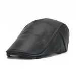 Collrown Berets Mens Flat Caps Genuine Leather Duck Tongue Cap Classic Adjustable Casual Driving Cabbie Hat
