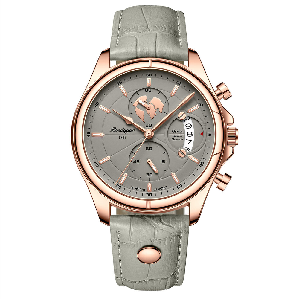 POEDAGAR Men's Waterproof Luminous Quartz Watches Fashion Multi-function Business Casual Wristwatch