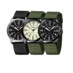 BIDEN Simple Calendar Sports Waterproof Quartz Watch Comfortable Nylon Strap Luminous Pointer Men Watch with Alloy Case