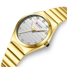 CURREN Women's Simple Rhinestones Quartz Watches Fashion Luminous waterproof Stainless steel Ladies Wristwatches