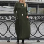 ZANZEA Women Long Sleeved Long Dress with Side Pockets Lace Patchwork Casual Long Maxi Dress for Spring Fall