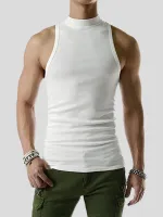 INCERUN Mens Fashion Solid Color Knitted Elastic Tank Top