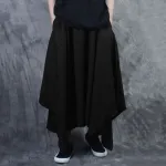 INCERUN Men Black Pant Fashion Casual Loose Fit Irregular Pant Skirt Spring Summer Mens Elastic Black Streetwear Pants