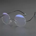 Vintage Round Rimless Reading Glasses UV protection Anti-blue light Presbyopia Eyeglasses with Case
