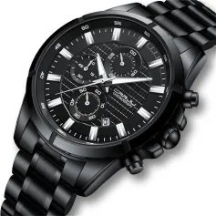 CRRJU Tíska Vatnsheldur Lýsandi Karla Horfa Viðskipti Casual Multifunctional Chronograph Dagsetning Kvars Armbandsúr