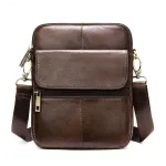 Ekphero Zipper Genuine Leather Messenger Bags Business Small Crossbody Bag Casual Travel Flap Shoulder Bag