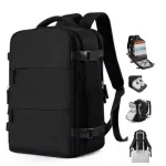 40*25*20cm Waterproof Nylon Travel Backpack 180° Open Design Laptop Clothing Shoes Compartment Luggage Bag with Trolley Strap