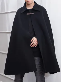 INCERUN Men Lapel Sleeveless Shawl Cape Black Mens Coat Cape Belt Buckle Middle Long Coat Jacket