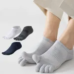 6 Pairs Men's Pure Cotton Five Finger Socks Breathable Mesh Sweat Absorbent Antibacterial Short Boat Socks Running Sports Toe Sock Comfortable