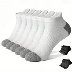 6 Pair Cotton Men Socks Comfy Solid Color Male's Short Sock Summer Cycling Breathable Mesh Running Ankle Socks