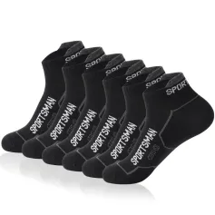 6 Pairs High Quality Men's Sports Socks Men Non Slip Athletic Short Socks Comfy Cotton Socks Breathable Run Ankle Socks