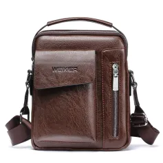 WEIXIER Men's Crossbody Bag PU Leather Hand Bag for Men Messenger Bags Waterproof Backpacks Business Casual Single Shoulder Bag