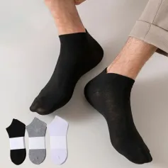 10 Pairs Men's Boat Socks Invisible Low Cut Silicone Non-slip No-show Summer Ankle Socks Solid Color Casual Breathable Comfortable