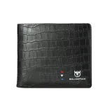 BULLCAPTAIN Business Casual Billfold Cowhide Leather Men Wallet with Gift Box Short Crocodile Pattern Holder RFID Money Clip Gift for Boyfriend Father Husband Gift