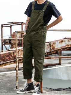 INCERUN Karlar Bib Buxur Solid Color Samfestingar Multi vasar Frjálslegur axlabönd Cargo gallar Tíska Karlar Samfestingur S-5XL
