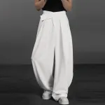 INCERUN Hombre Color Sólido Pantalones De Pernera Recta Ajuste Suelto Casual Gancho Con Cremallera Pantalón Largo Talla Grande Para Hombres Grandes S-5XL