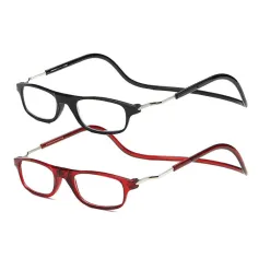 2pcs Magnetic Neck Mounted Lightweight Reading Glasses Adjustable Temples Anti-Fall Anti-drop Presbyopic Eyeglasses