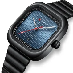 CURREN 36MM Large Dial Fashion Square Men's Quartz Watch Waterproof Luminous Calendar Clock Stainless Steel Business Casual Wristwatch