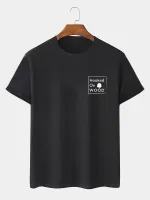 Mens Letter Chest Print Crew Neck Casual Short Sleeve T-Shirts