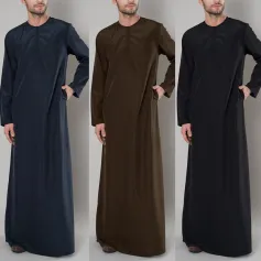 Men Solid Color Elegant Long Sleeve Kaftan Shirts 