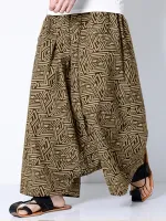 INCERUN Men Pant Ethnic Print Low Rise Long Pant Loose Fit Mens Elastic Streetwear Pants with Side Pockets S-5XL