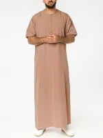 Men Solid Front Zipper Round Neck Short Sleeve Casual Robe Shirts